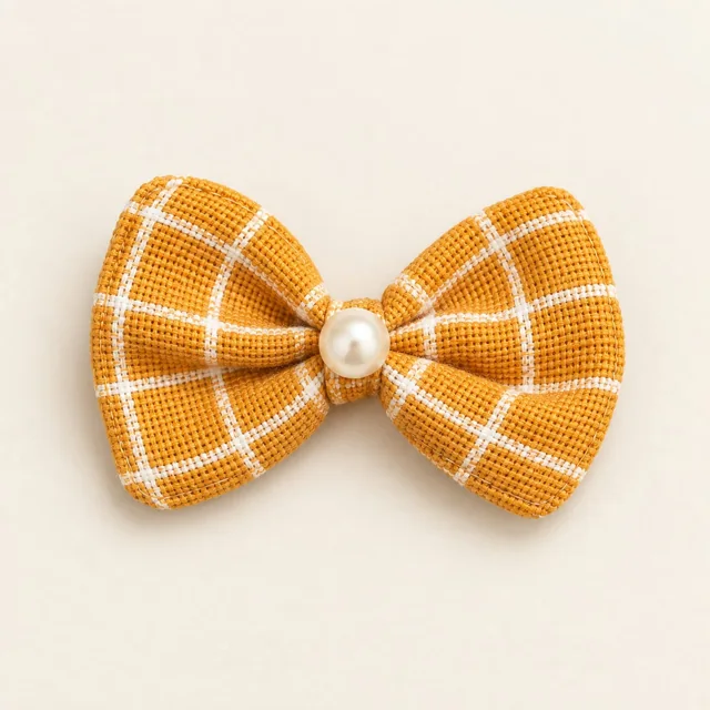 Mustard gingham bow